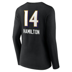 Kyle Hamilton Baltimore Ravens Women's Team Wordmark Player Name & Number Long Sleeve V-Neck T-Shirt - Black discount