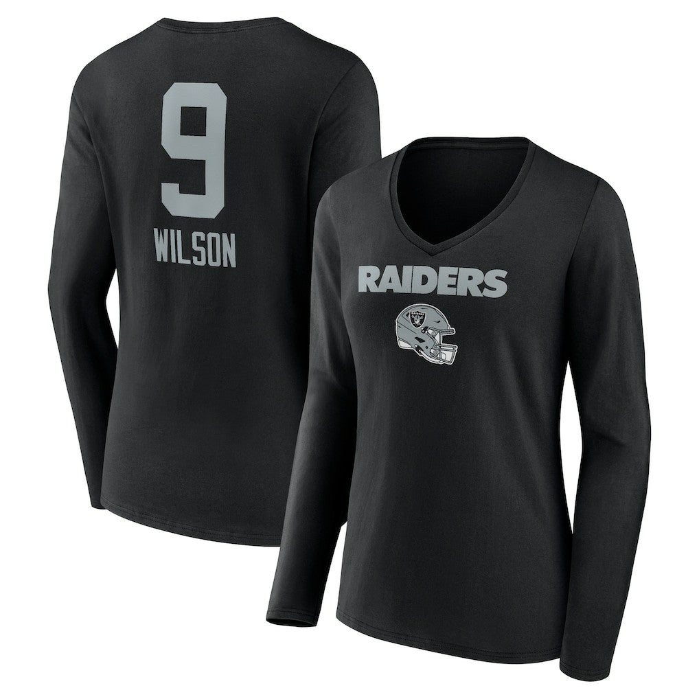 Tyree Wilson Las Vegas Raiders Women's Team Wordmark Player Name & Number Long Sleeve V-Neck T-Shirt - Black discount