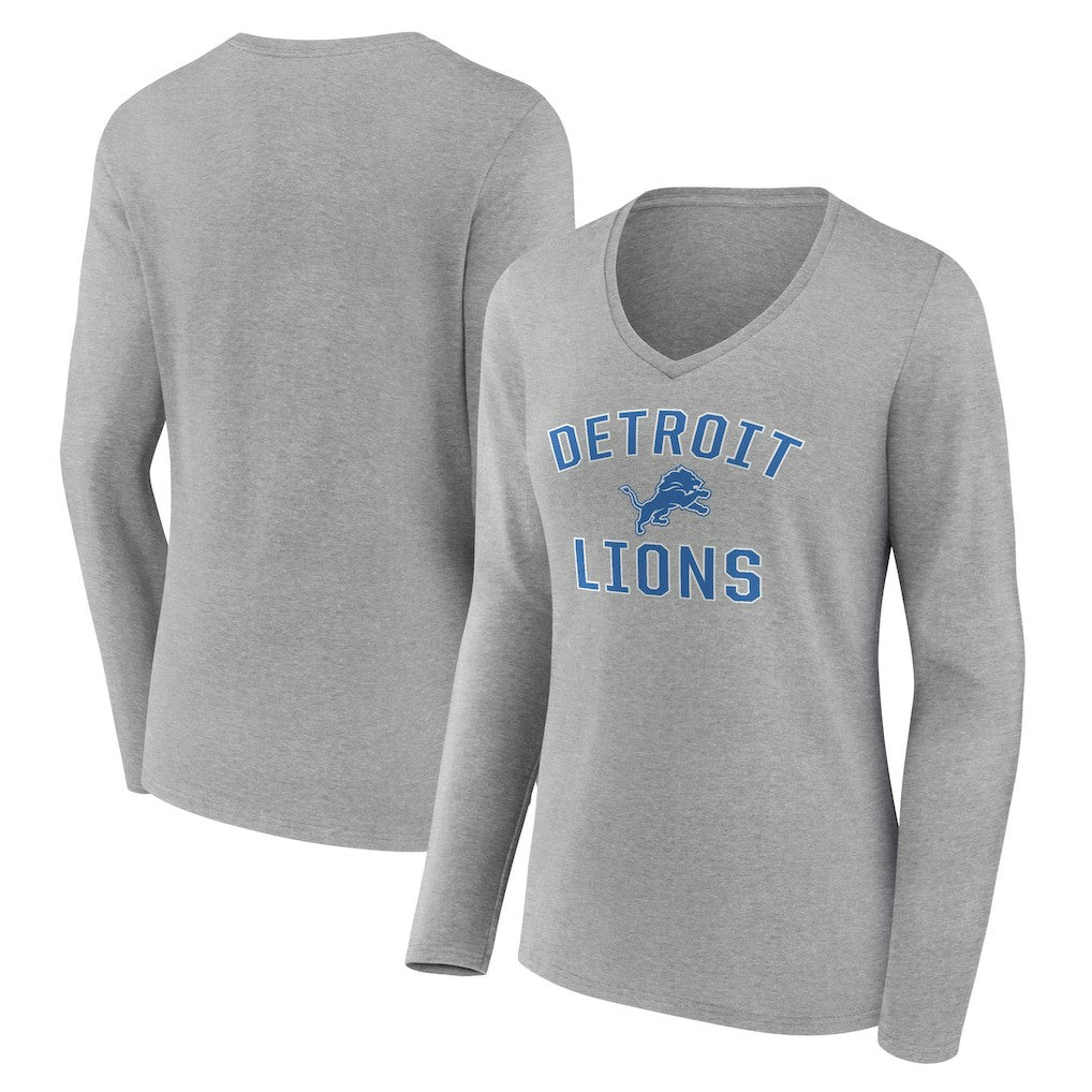 Detroit Lions Women's Victory Arch V-Neck Long Sleeve T-Shirt - Gray sale