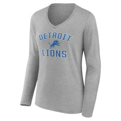 Detroit Lions Women's Victory Arch V-Neck Long Sleeve T-Shirt - Gray sale