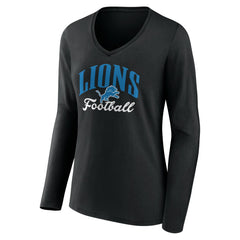 Detroit Lions Women's Victory Script V-Neck Long Sleeve T-Shirt - Black sale