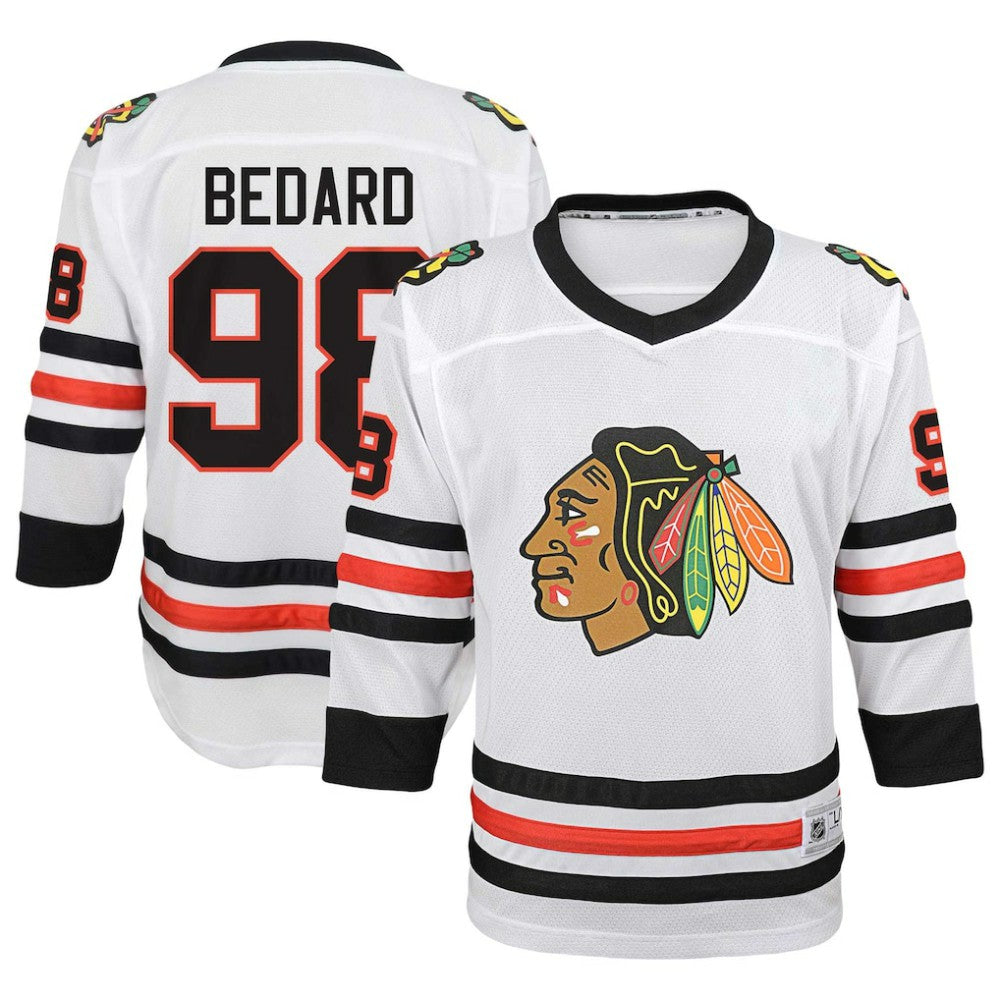 Connor Bedard Chicago Blackhawks Youth Away Replica Player Jersey - White Jerseys