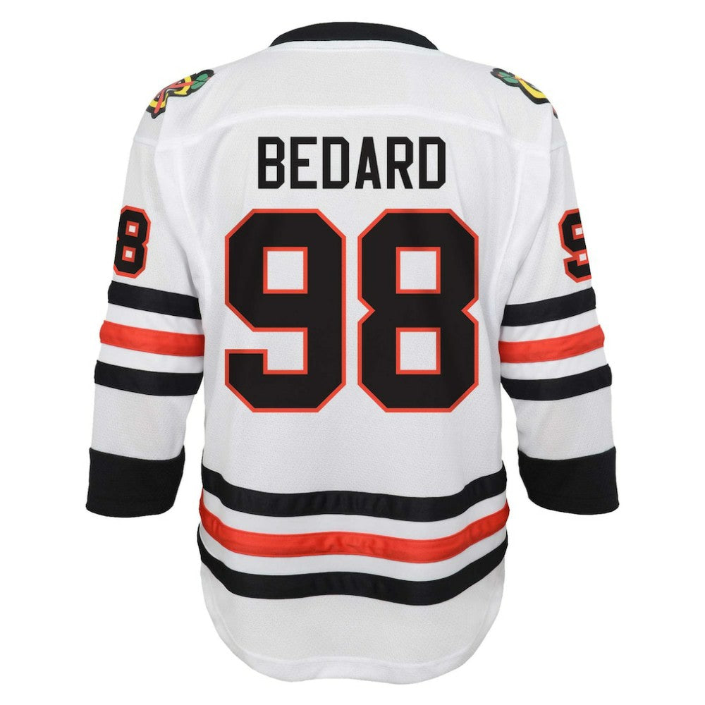 Connor Bedard Chicago Blackhawks Youth Away Replica Player Jersey - White Jerseys