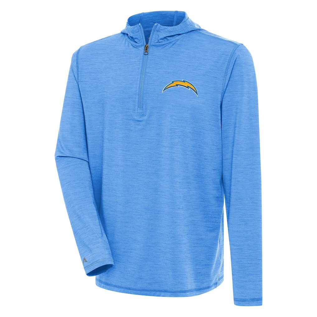 Los Angeles Chargers Antigua Tidy Quarter-Zip Pullover Hoodie - Heather Powder Blue for sale