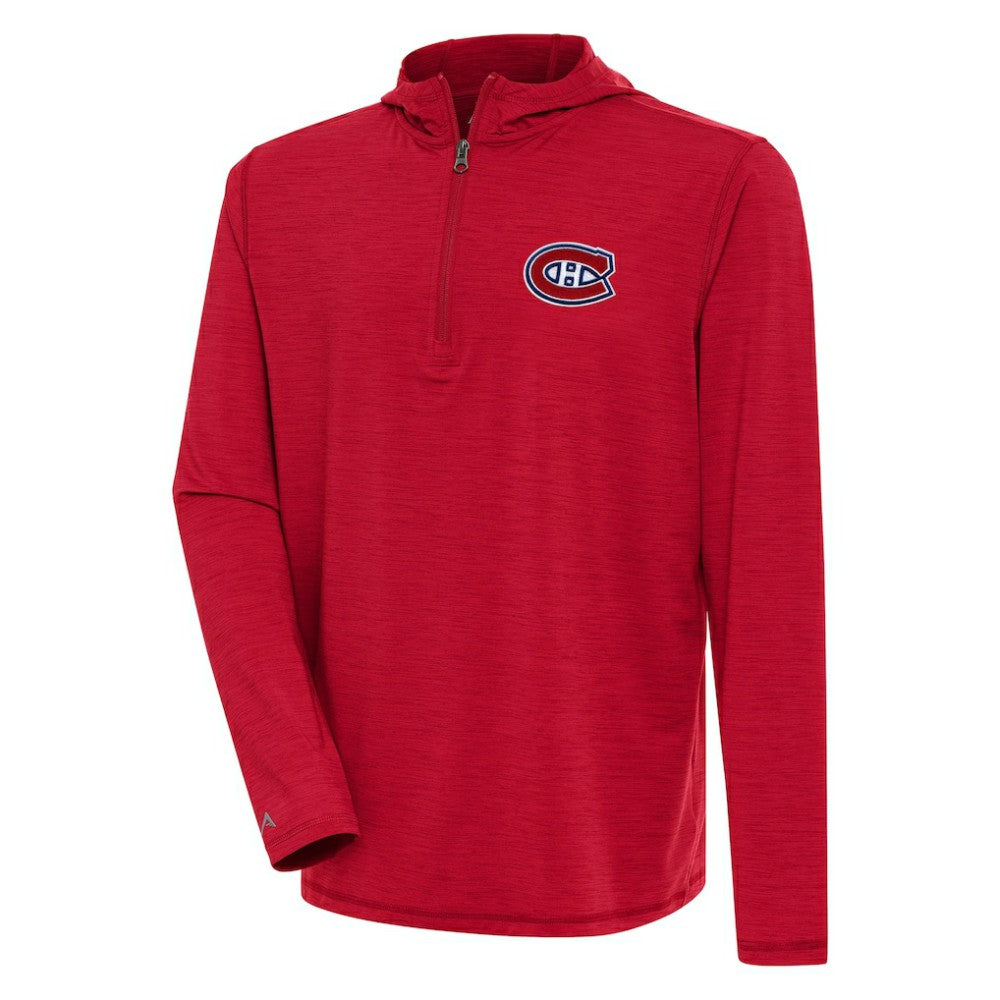 Montreal Canadiens Antigua Tidy Quarter-Zip Pullover Hoodie - Heather Red Hoodies