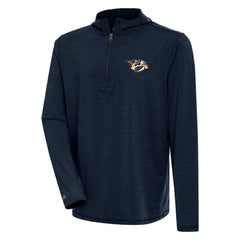 Nashville Predators Antigua Tidy Quarter-Zip Pullover Hoodie - Heather Navy Hoodies