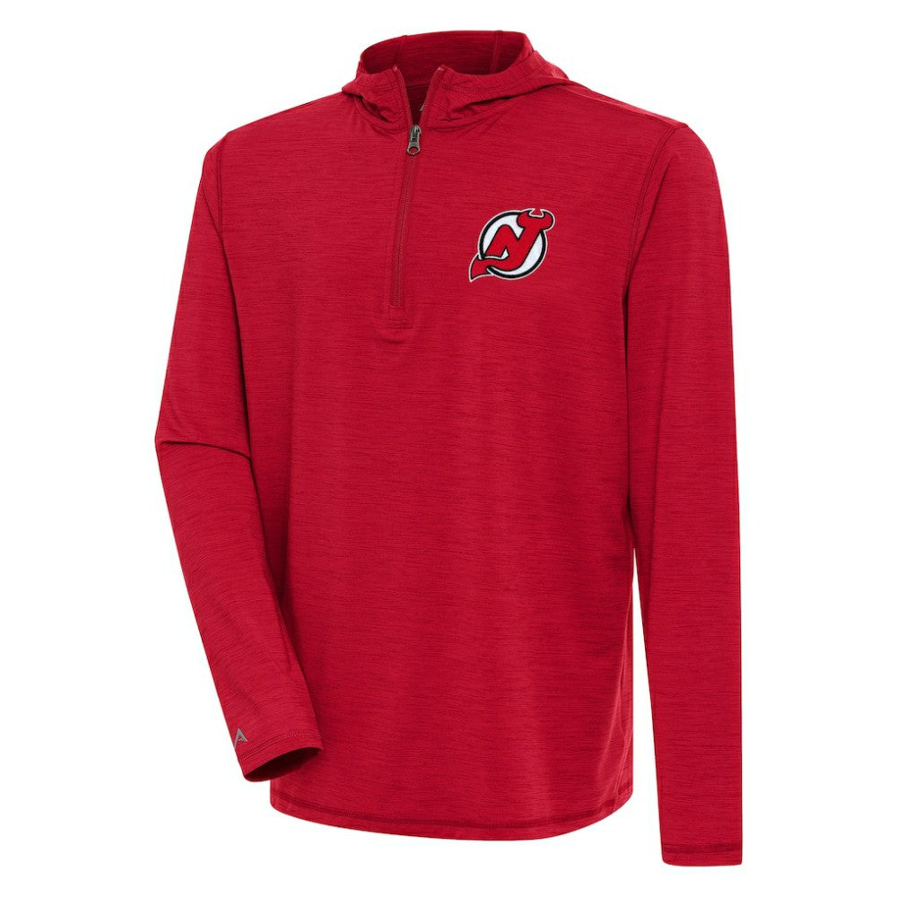 New Jersey Devils Antigua Tidy Quarter-Zip Pullover Hoodie - Heather Red Jerseys