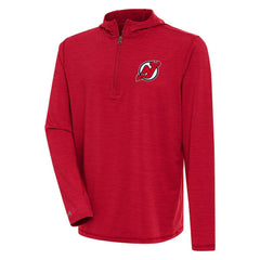 New Jersey Devils Antigua Tidy Quarter-Zip Pullover Hoodie - Heather Red Jerseys