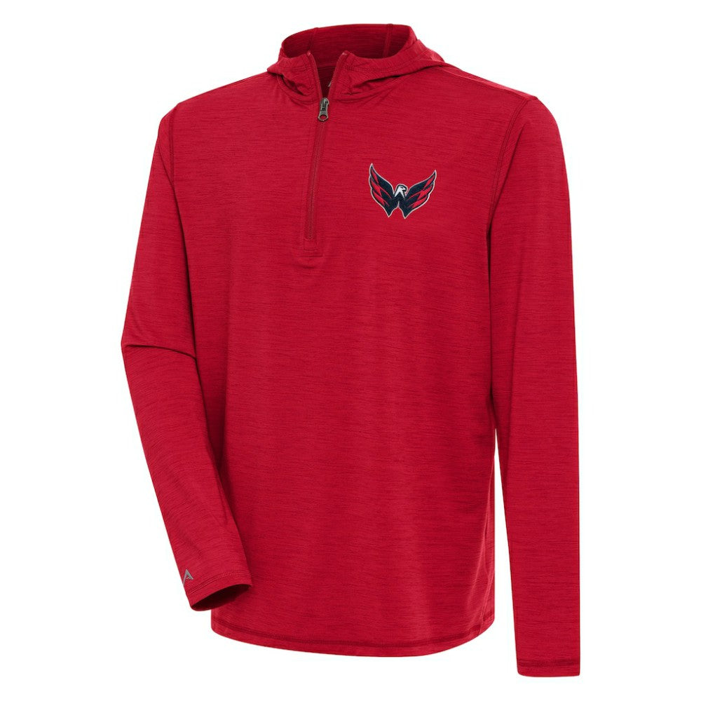 Washington Capitals Antigua Tidy Quarter-Zip Pullover Hoodie - Heather Red Hoodies