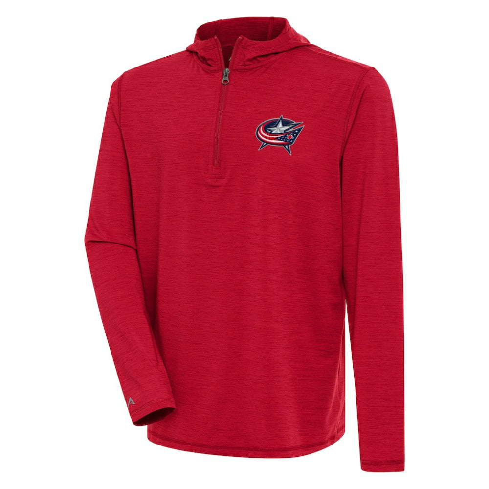 Columbus Blue Jackets Antigua Tidy Quarter-Zip Pullover Hoodie - Heather Red Hoodies