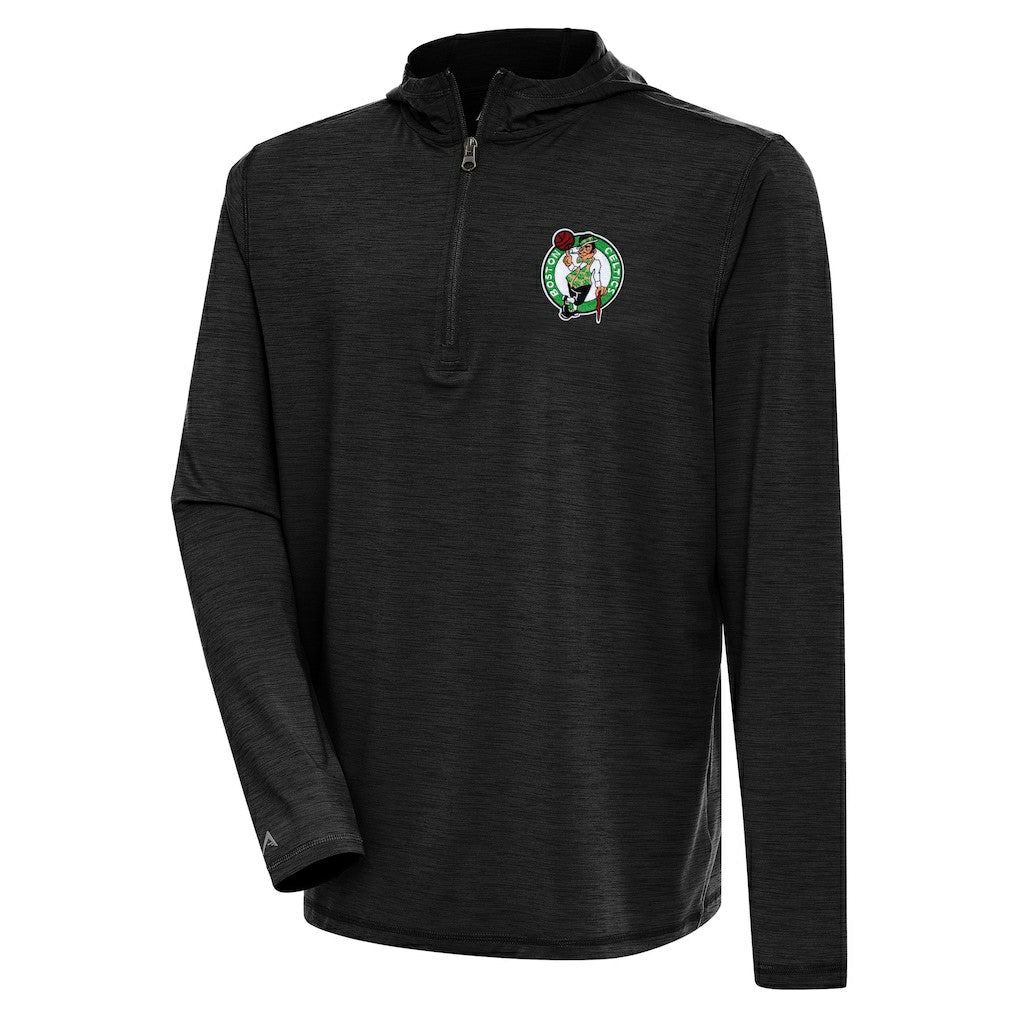 Boston Celtics Antigua Tidy Quarter-Zip Lightweight Pullover Top - Heather Black for sale