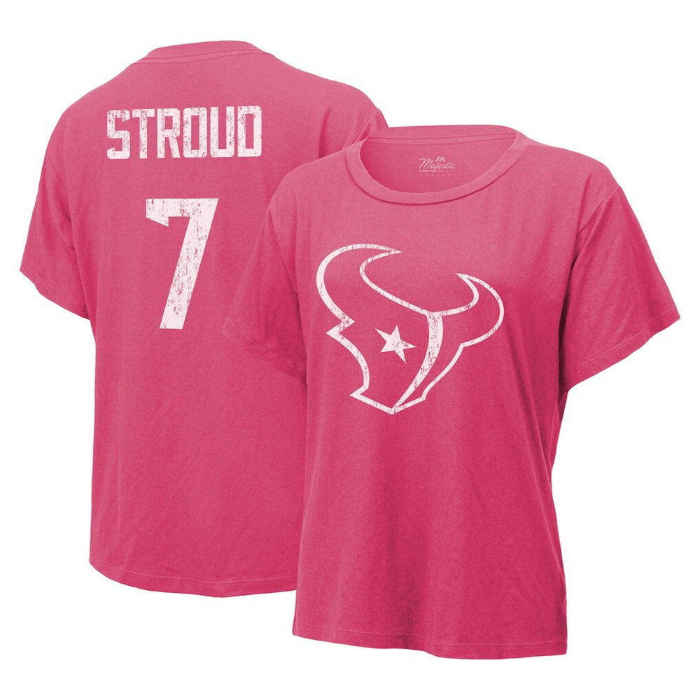 C.J. Stroud Houston Texans Majestic Threads Women's Name & Number T-Shirt - Pink discount