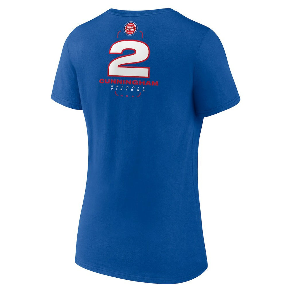 Cade Cunningham Detroit Pistons Women's Behind The Back Name & Number V-Neck T-Shirt sale - Blue sale