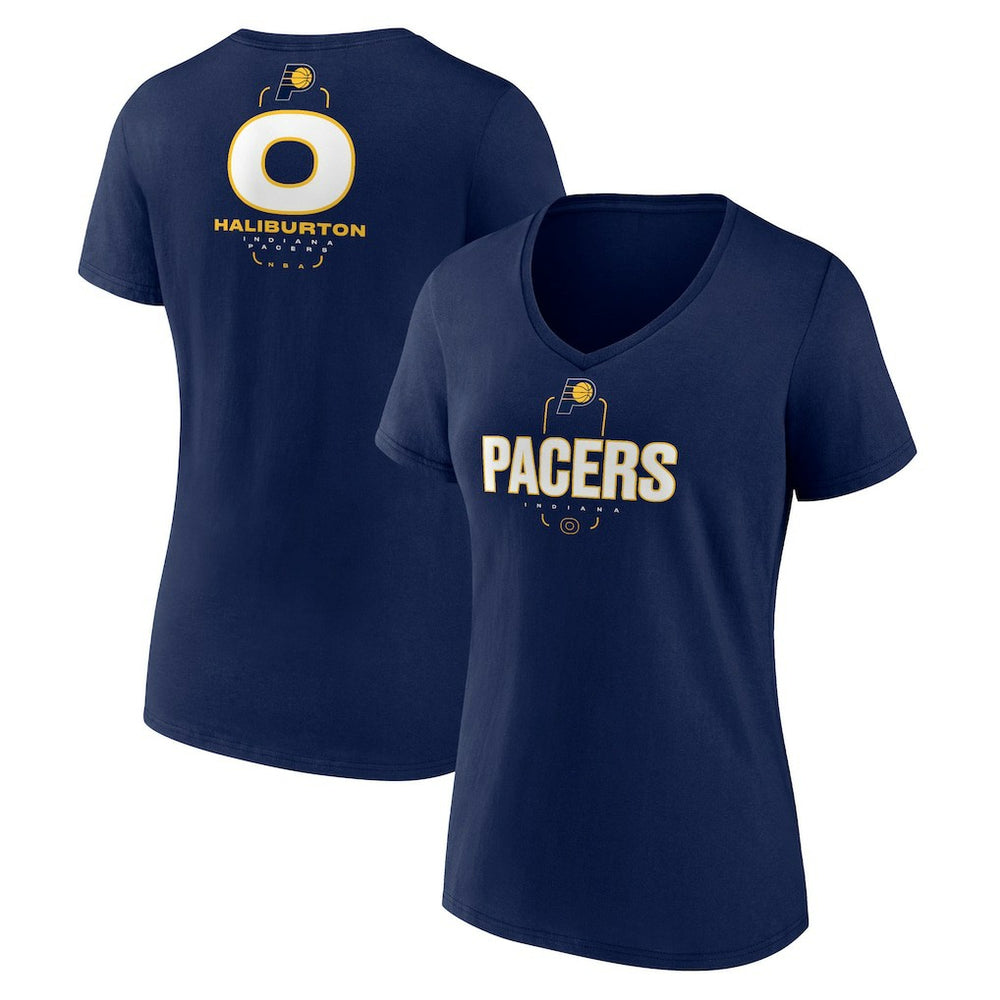 Tyrese Haliburton Indiana Pacers Women's Behind The Back Name & Number V-Neck T-Shirt - Navy cheap