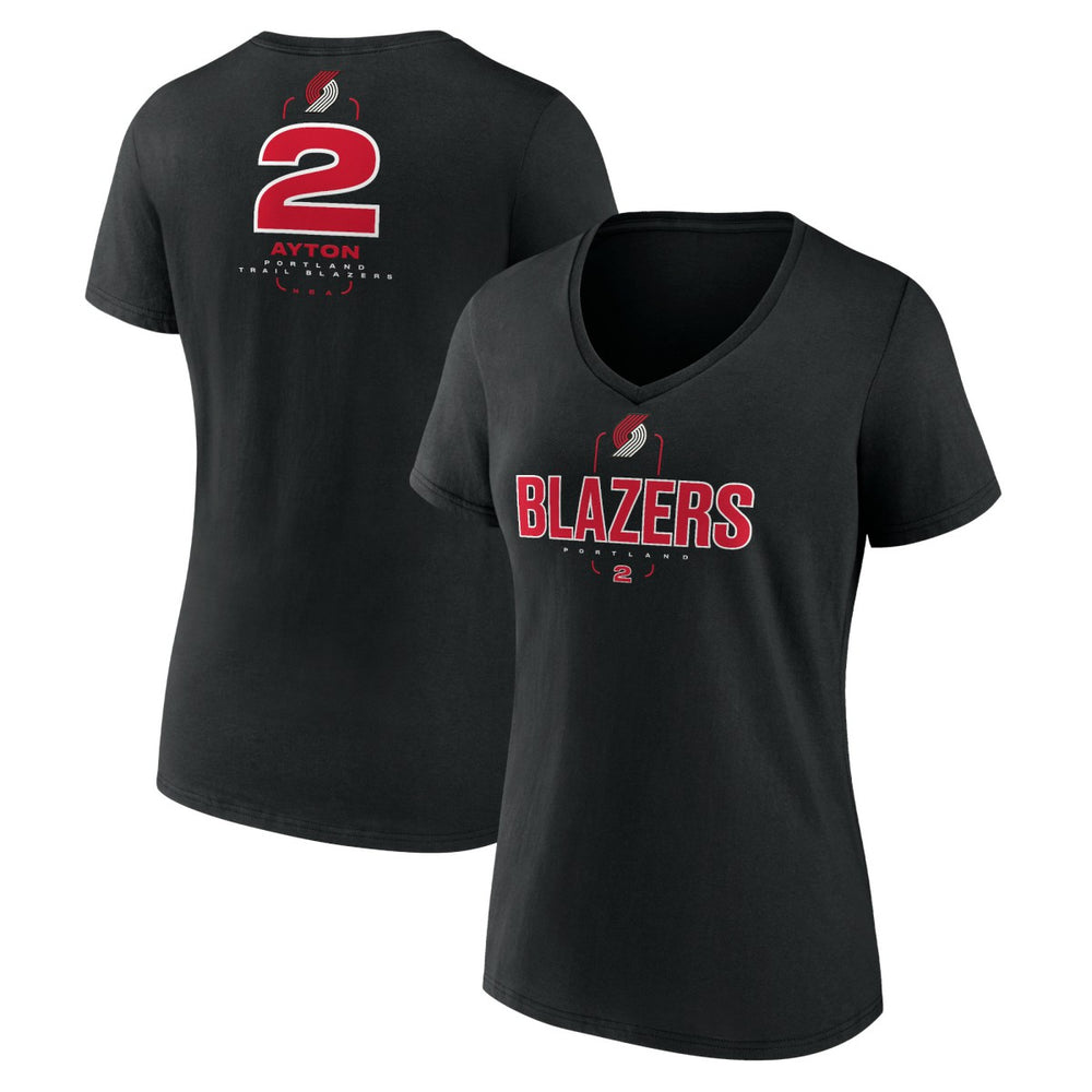 Deandre Ayton Portland Trail Blazers Women's Behind The Back Name & Number V-Neck T-Shirt - Black discount