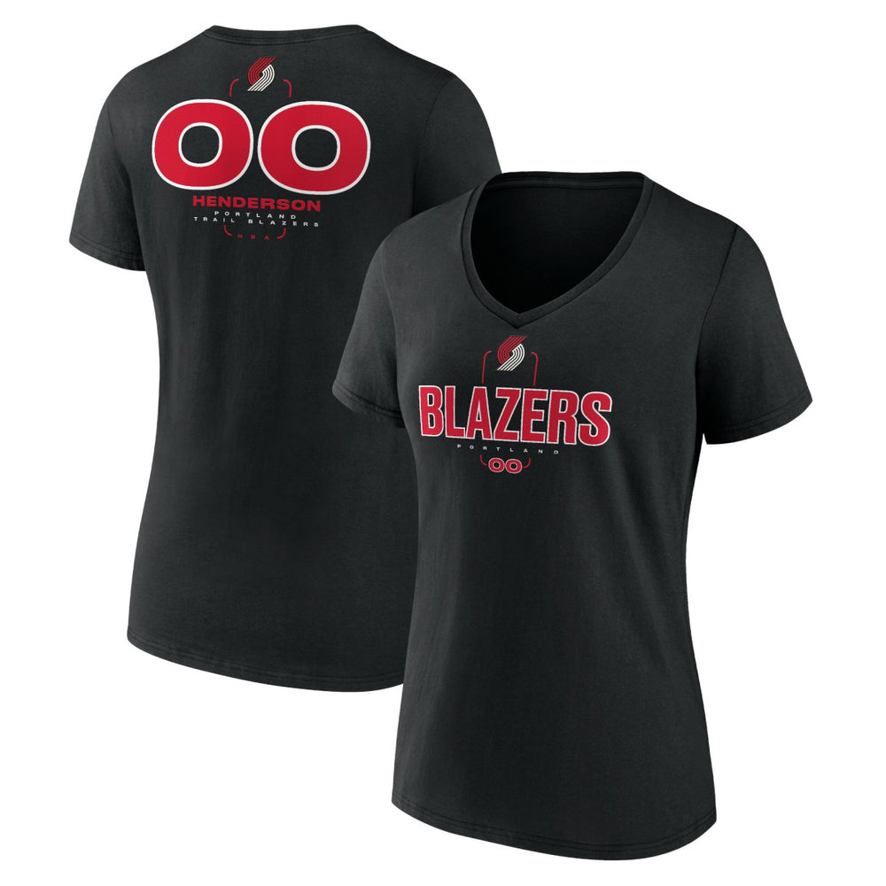 Scoot Henderson Portland Trail Blazers Women's Behind The Back Name & Number V-Neck T-Shirt - Black shop