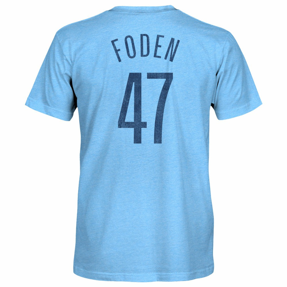Phil Foden Manchester City 1863FC Player Name & Number Twisted Tri-Blend Slub T-Shirt - Sky Blue online