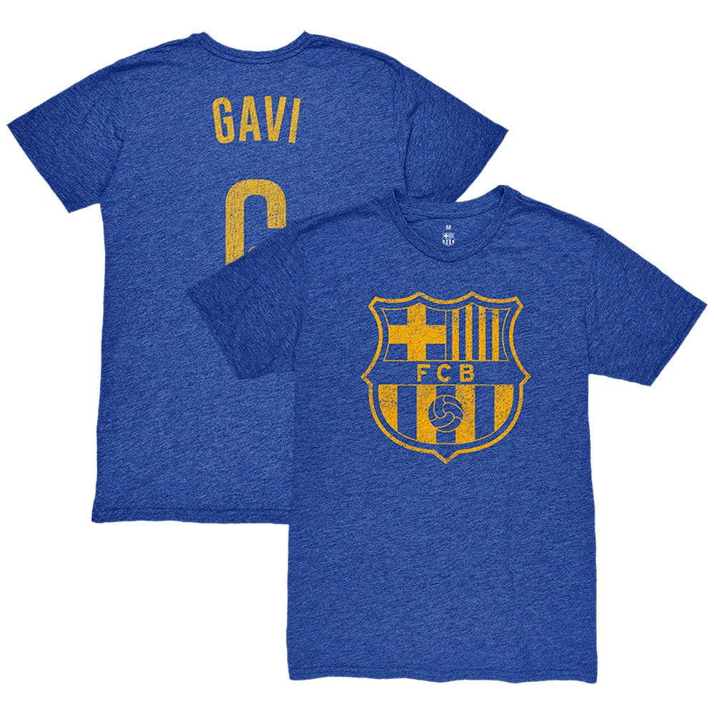 Gavi Barcelona 1863FC Player Name & Number Twisted Tri-Blend Slub T-Shirt - Heather Royal discount