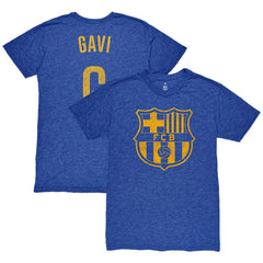 Gavi Barcelona 1863FC Player Name & Number Twisted Tri-Blend Slub T-Shirt - Heather Royal discount