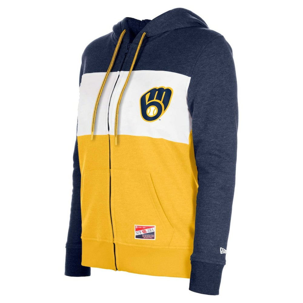Milwaukee Brewers Women's Color Block Full-Zip Hoodie Jacket Navy