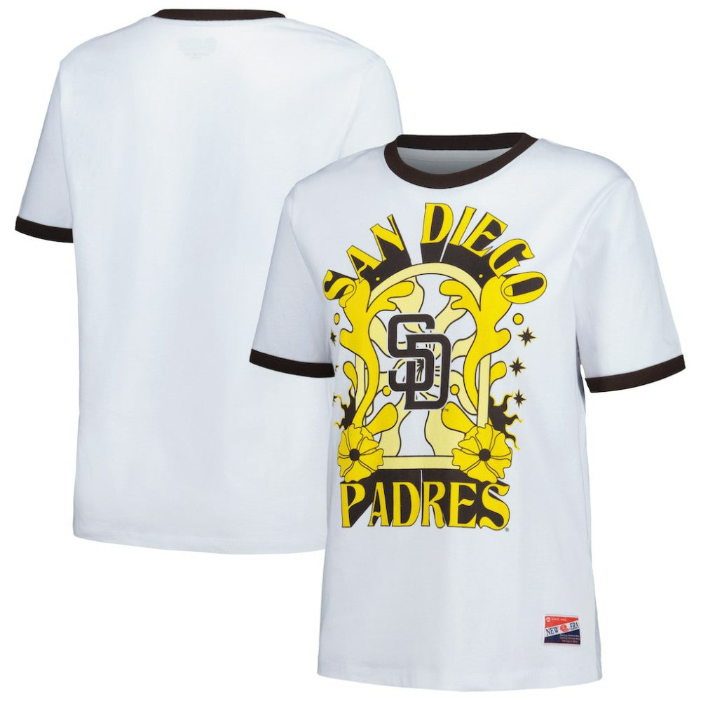 San Diego Padres Women's Oversized Ringer T-Shirt White