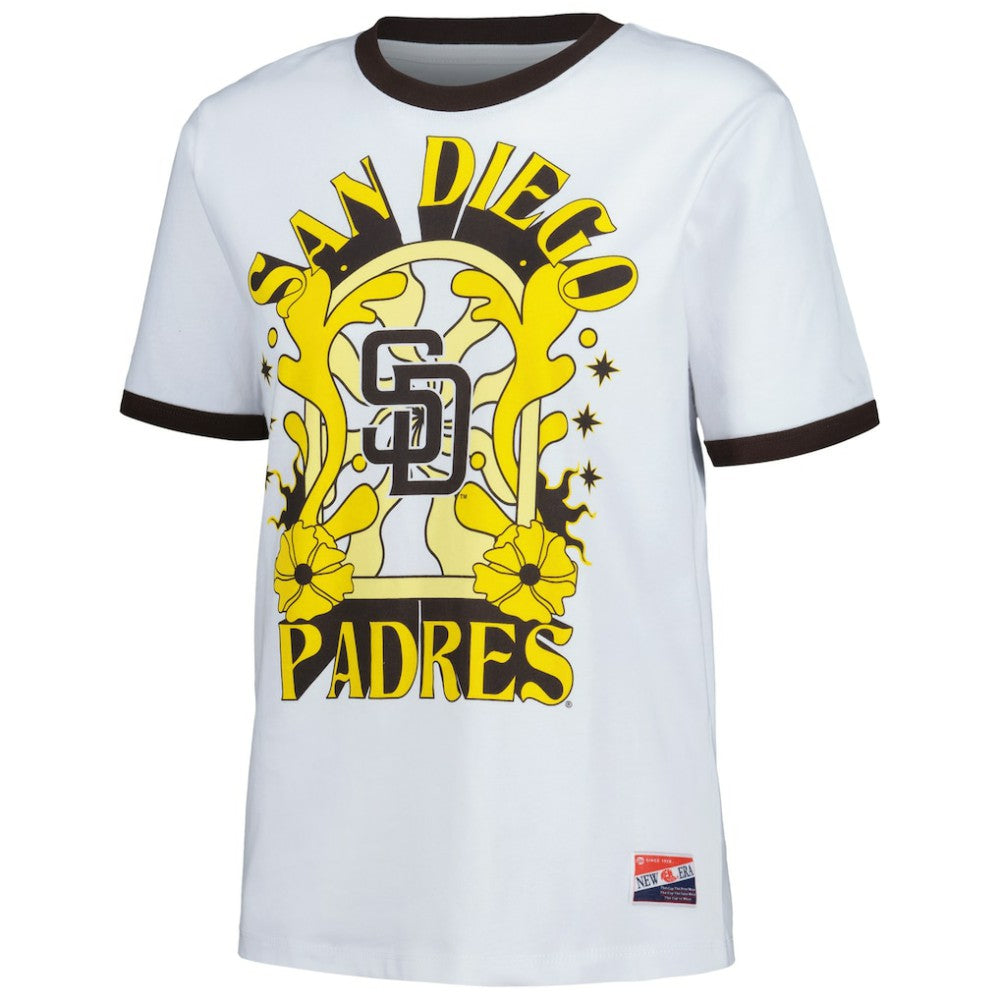 San Diego Padres Women's Oversized Ringer T-Shirt White