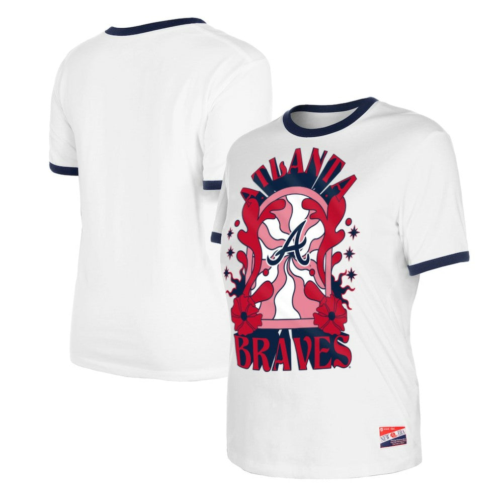 Atlanta Braves Women's Oversized Ringer T-Shirt White