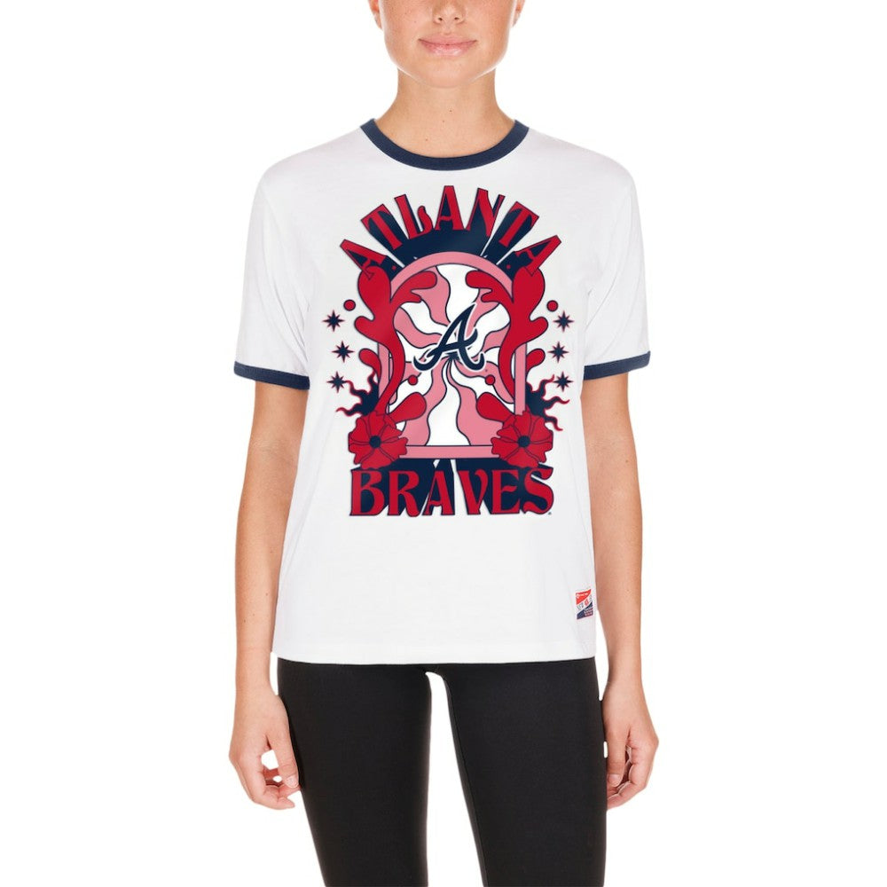 Atlanta Braves Women's Oversized Ringer T-Shirt White