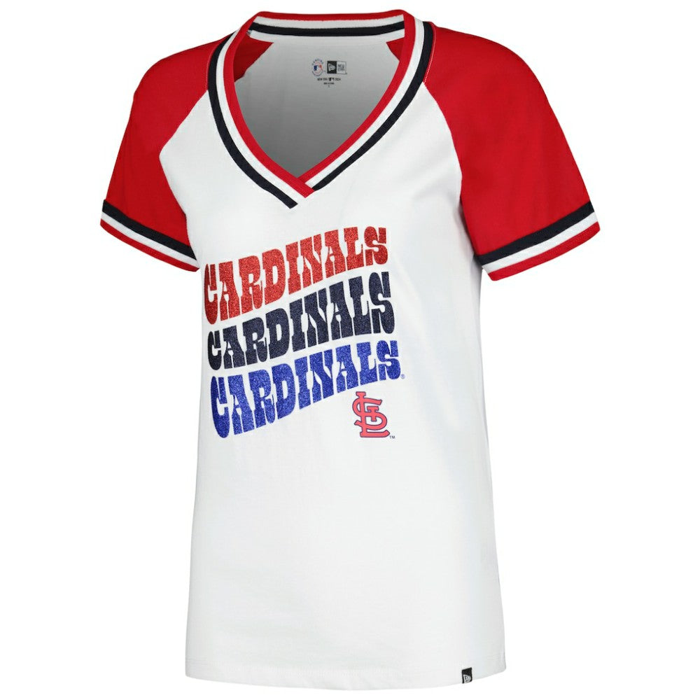 St. Louis Cardinals Women's Jersey Double Binding Raglan V-Neck T-Shirt White