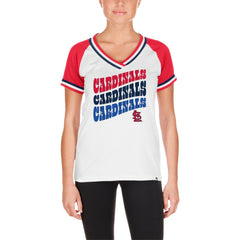 St. Louis Cardinals Women's Jersey Double Binding Raglan V-Neck T-Shirt White