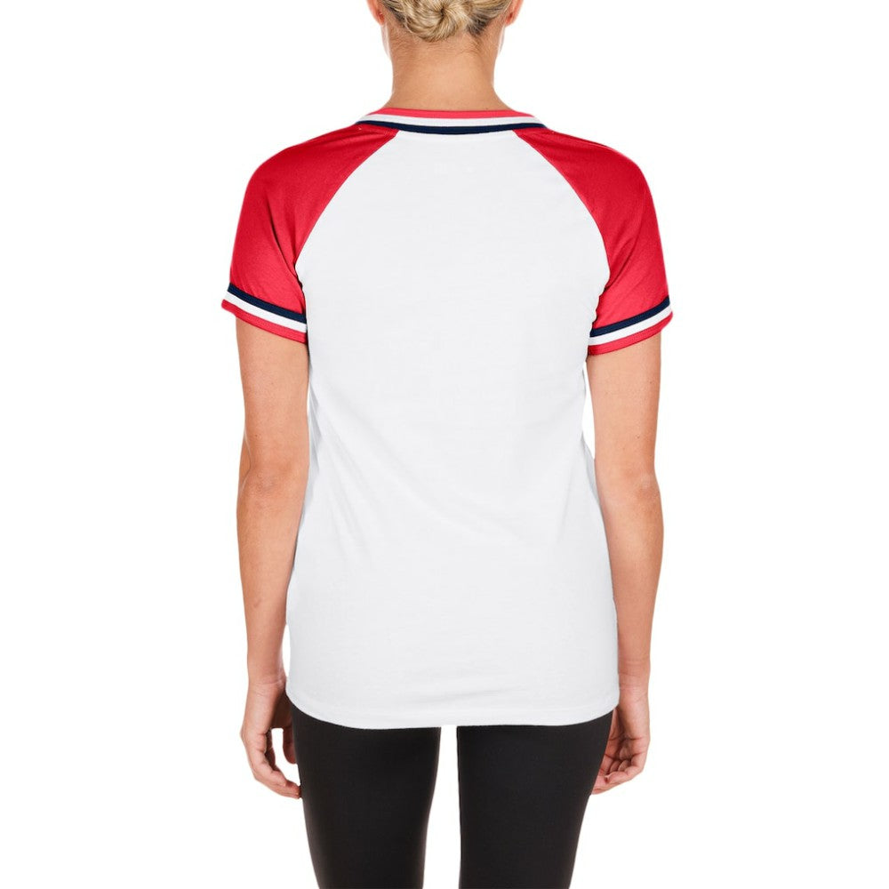 St. Louis Cardinals Women's Jersey Double Binding Raglan V-Neck T-Shirt White