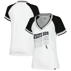Chicago White Sox Women's Jersey Double Binding Raglan V-Neck T-Shirt White