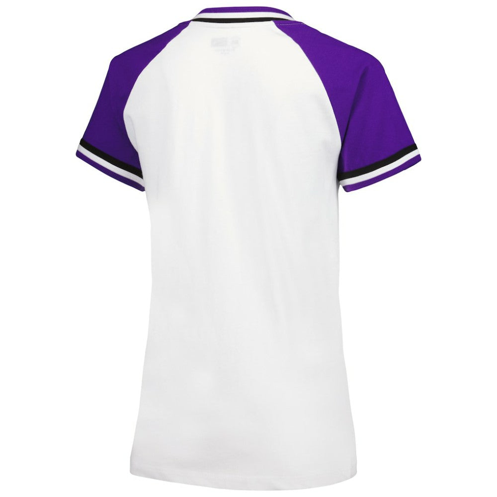Colorado Rockies Women's Jersey Double Binding Raglan V-Neck T-Shirt White