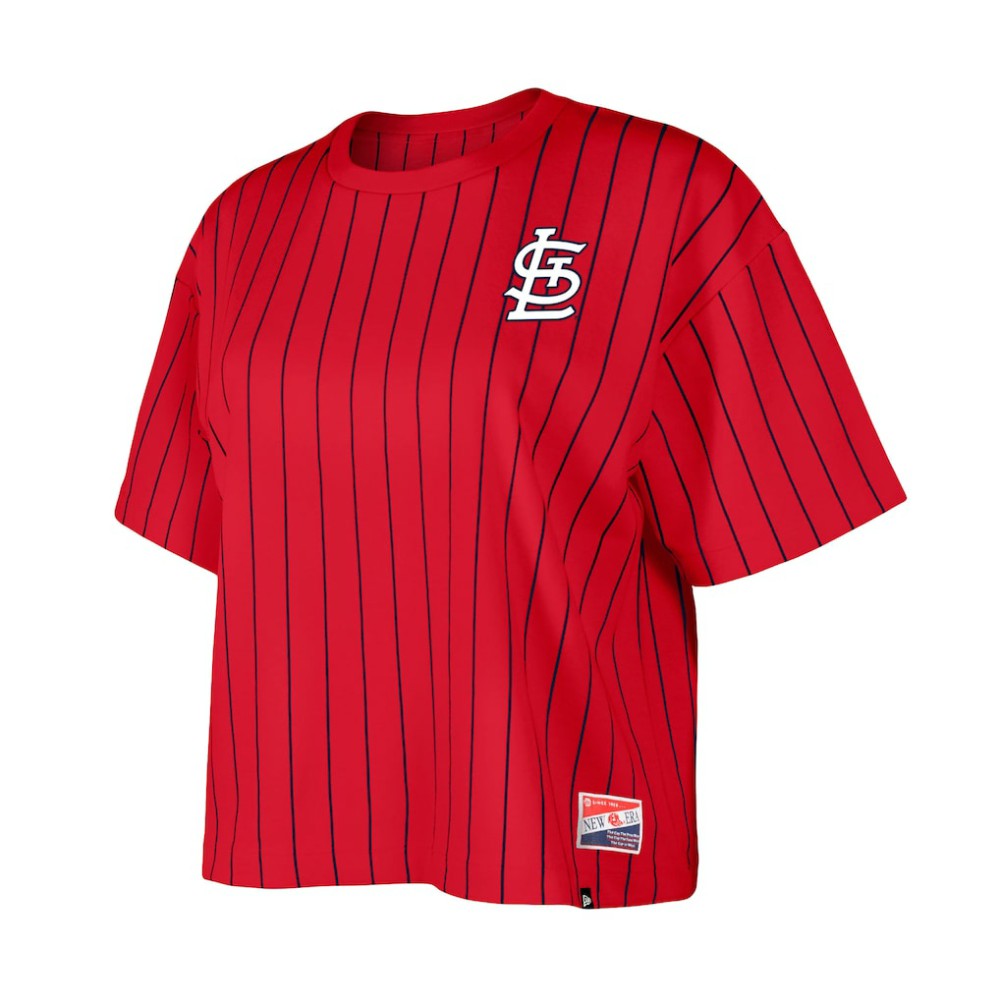 St. Louis Cardinals Women's Boxy Pinstripe T-Shirt Red