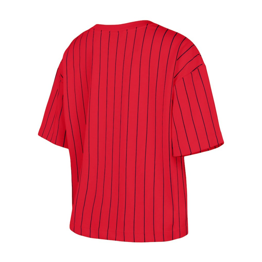 St. Louis Cardinals Women's Boxy Pinstripe T-Shirt Red