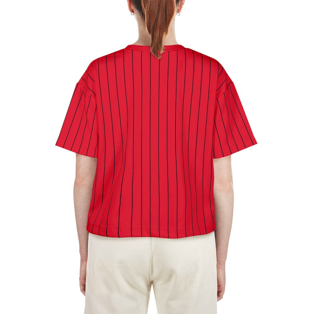 St. Louis Cardinals Women's Boxy Pinstripe T-Shirt Red