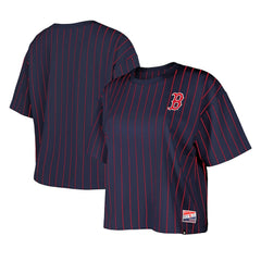Boston Red Sox Women's Boxy Pinstripe T-Shirt Navy