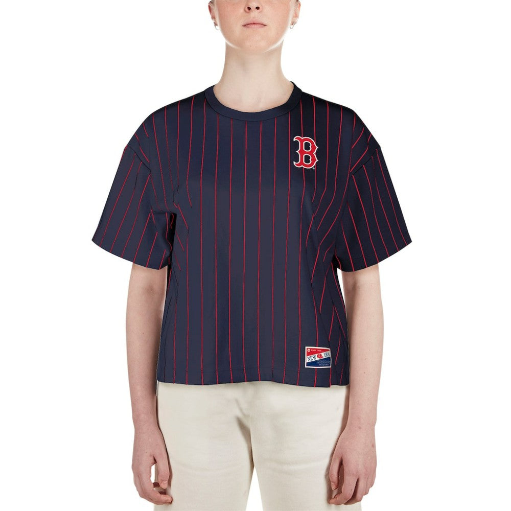 Boston Red Sox Women's Boxy Pinstripe T-Shirt Navy