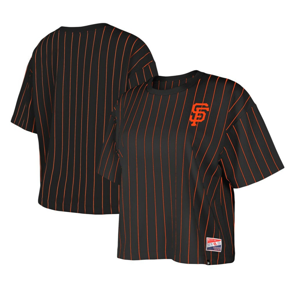 San Francisco Giants Women's Boxy Pinstripe T-Shirt Black