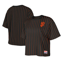 San Francisco Giants Women's Boxy Pinstripe T-Shirt Black