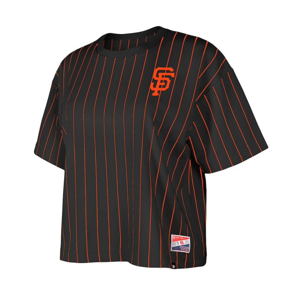San Francisco Giants Women's Boxy Pinstripe T-Shirt Black