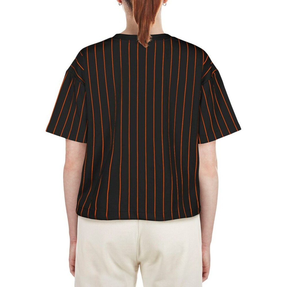 San Francisco Giants Women's Boxy Pinstripe T-Shirt Black