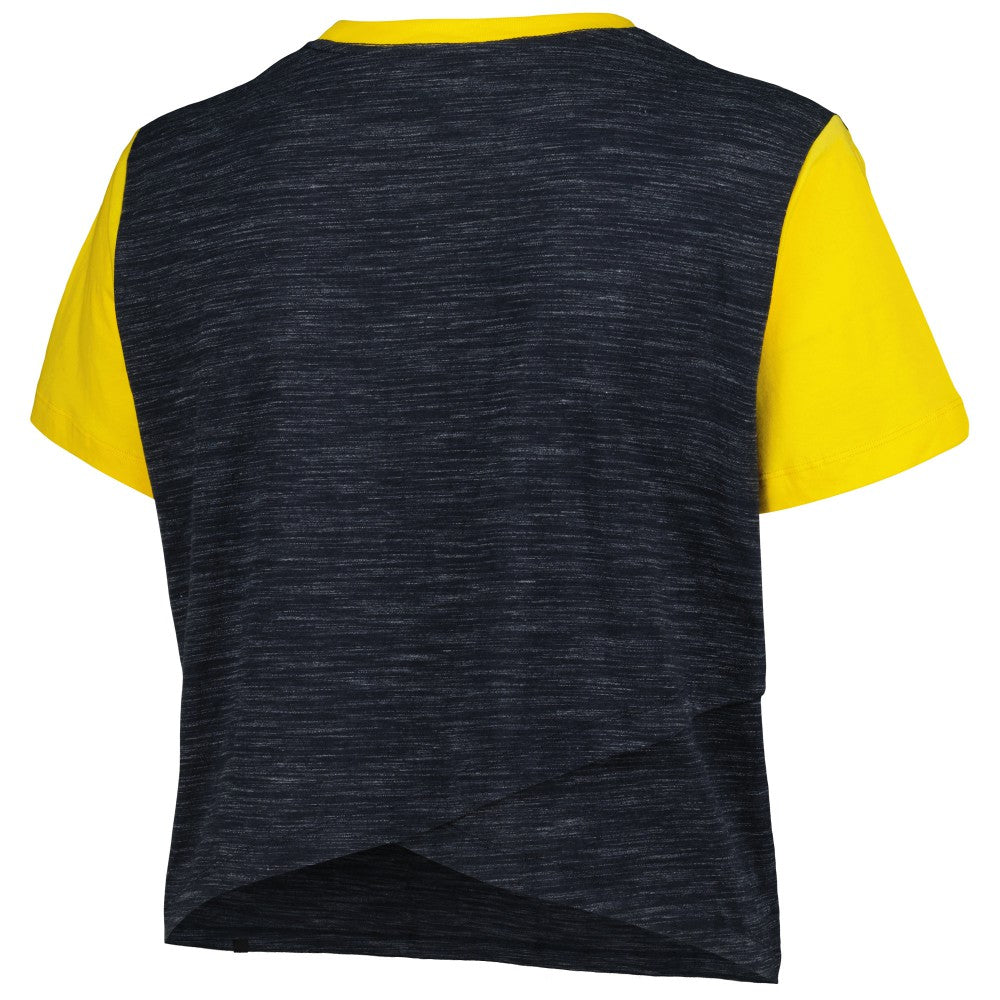 Milwaukee Brewers Women's Plus Size Crossover Back Cropped T-Shirt Navy