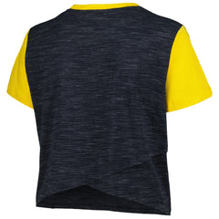 Milwaukee Brewers Women's Plus Size Crossover Back Cropped T-Shirt Navy