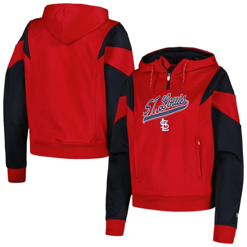 St. Louis Cardinals Women's Color Block Fleece Quarter-Zip Hoodie Red