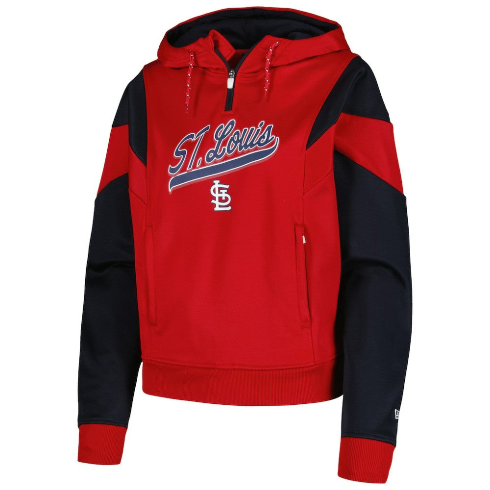 St. Louis Cardinals Women's Color Block Fleece Quarter-Zip Hoodie Red