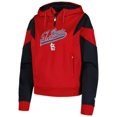 St. Louis Cardinals Women's Color Block Fleece Quarter-Zip Hoodie Red
