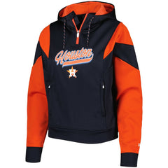 Houston Astros Women's Color Block Fleece Quarter-Zip Hoodie Navy