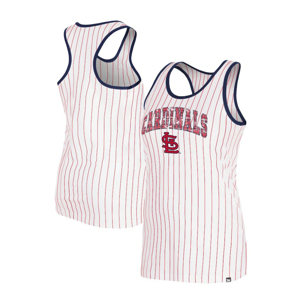 St. Louis Cardinals Women's Sequin Pinstripe Racerback Tank Top White