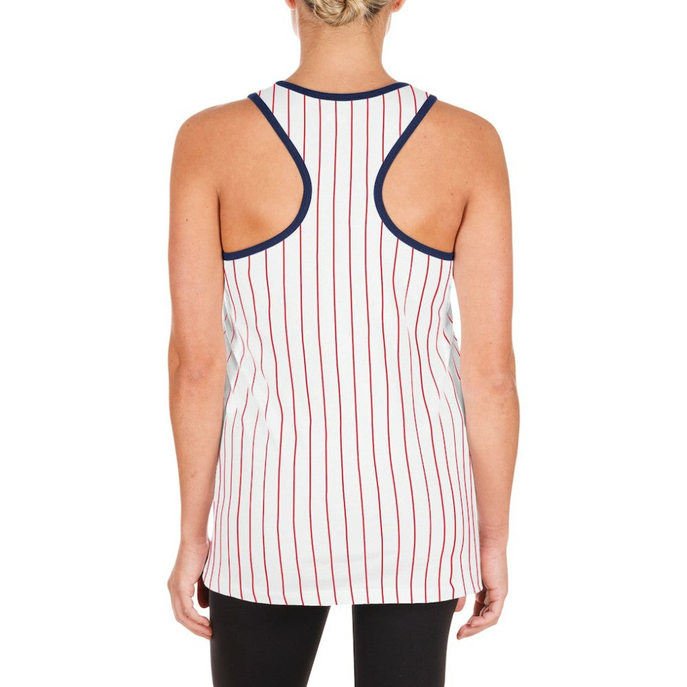 St. Louis Cardinals Women's Sequin Pinstripe Racerback Tank Top White